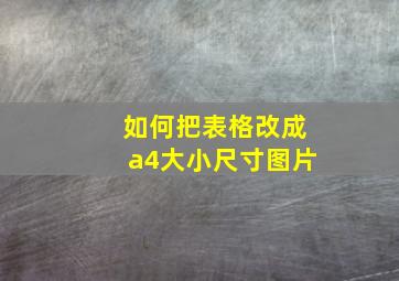 如何把表格改成a4大小尺寸图片