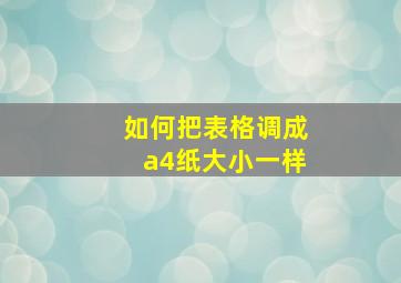 如何把表格调成a4纸大小一样