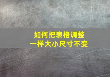 如何把表格调整一样大小尺寸不变