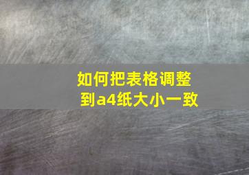 如何把表格调整到a4纸大小一致