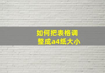 如何把表格调整成a4纸大小