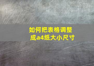 如何把表格调整成a4纸大小尺寸