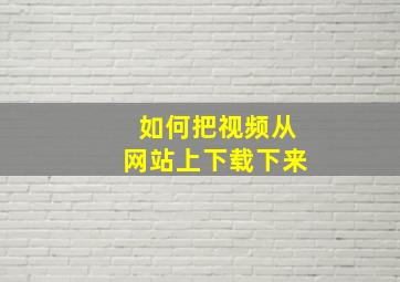 如何把视频从网站上下载下来