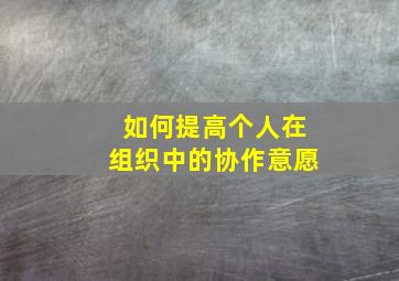 如何提高个人在组织中的协作意愿