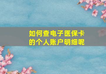 如何查电子医保卡的个人账户明细呢