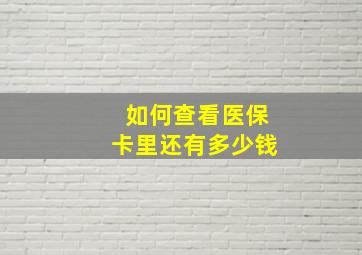 如何查看医保卡里还有多少钱