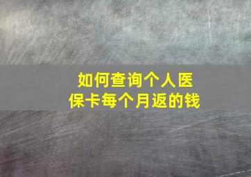 如何查询个人医保卡每个月返的钱