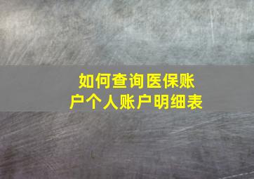 如何查询医保账户个人账户明细表