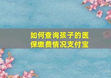 如何查询孩子的医保缴费情况支付宝