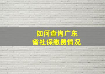 如何查询广东省社保缴费情况