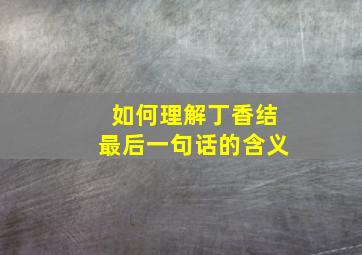 如何理解丁香结最后一句话的含义