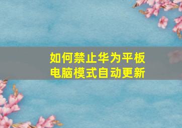 如何禁止华为平板电脑模式自动更新