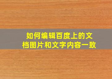 如何编辑百度上的文档图片和文字内容一致