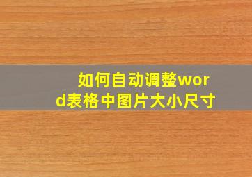 如何自动调整word表格中图片大小尺寸