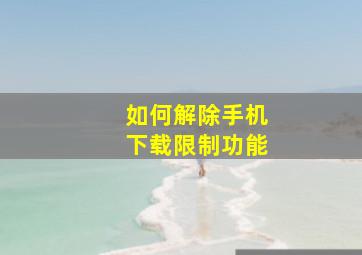 如何解除手机下载限制功能