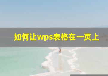 如何让wps表格在一页上