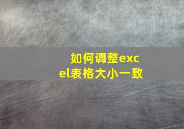 如何调整excel表格大小一致