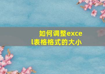 如何调整excel表格格式的大小