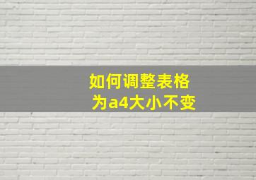 如何调整表格为a4大小不变