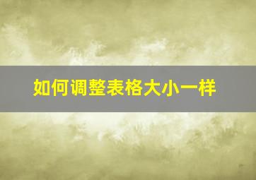 如何调整表格大小一样