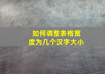 如何调整表格宽度为几个汉字大小