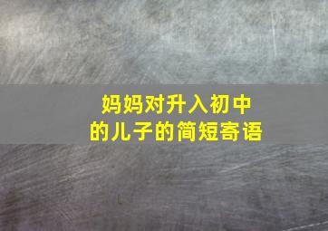 妈妈对升入初中的儿子的简短寄语