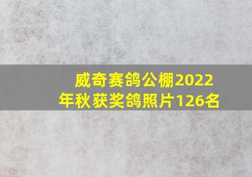 威奇赛鸽公棚2022年秋获奖鸽照片126名