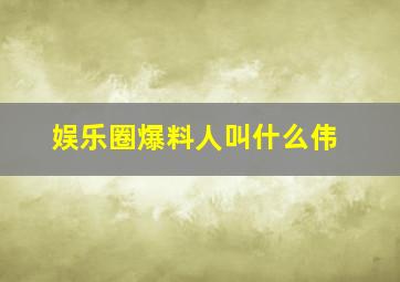 娱乐圈爆料人叫什么伟