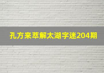 孔方来萃解太湖字迷204期