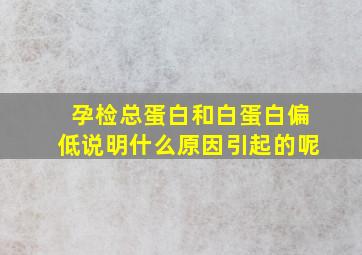 孕检总蛋白和白蛋白偏低说明什么原因引起的呢