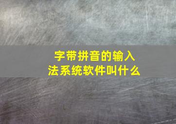 字带拼音的输入法系统软件叫什么