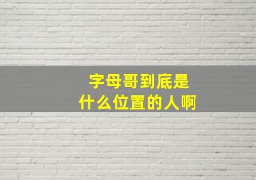 字母哥到底是什么位置的人啊