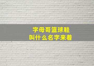 字母哥篮球鞋叫什么名字来着