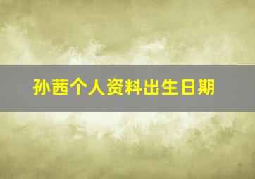 孙茜个人资料出生日期