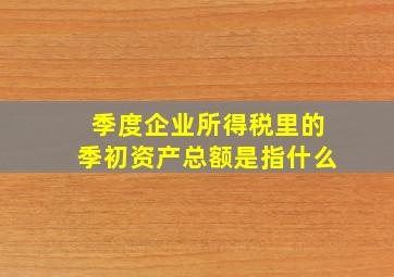 季度企业所得税里的季初资产总额是指什么