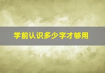 学前认识多少字才够用