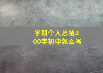 学期个人总结200字初中怎么写