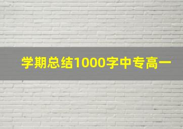 学期总结1000字中专高一