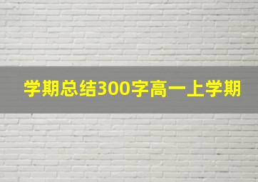 学期总结300字高一上学期