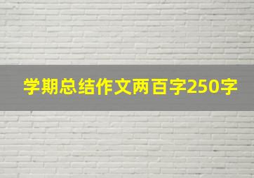 学期总结作文两百字250字