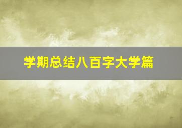 学期总结八百字大学篇