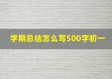 学期总结怎么写500字初一