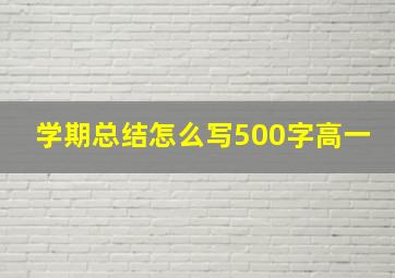 学期总结怎么写500字高一