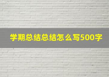 学期总结总结怎么写500字