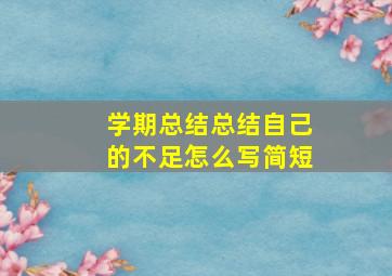 学期总结总结自己的不足怎么写简短