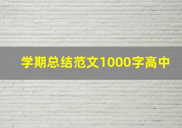 学期总结范文1000字高中