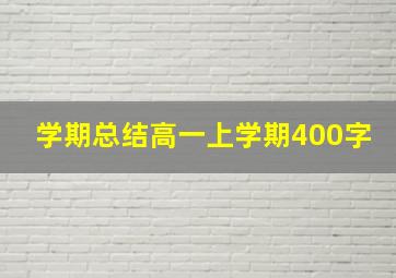 学期总结高一上学期400字