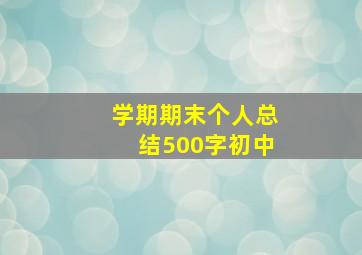 学期期末个人总结500字初中