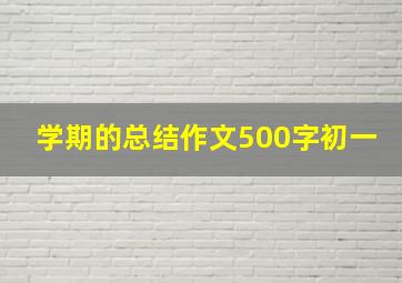 学期的总结作文500字初一