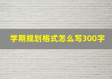 学期规划格式怎么写300字